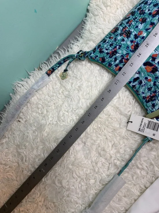 New Brahmin Katie Frisky Melbourne Turquoise Floral  Crossbody/Wallet - Picture 12 of 17